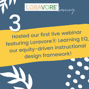 LoravoreⓇ Learning Headline Image: Hosted our first live webinar featuring LoravoreⓇ Learning EQ, our equity-driven instructional design framework!
